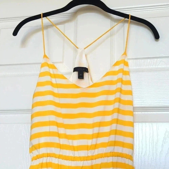 J. Crew Silk Blouson Dress in sunflower yellow and ivory stripe. - Picture 5 of 9